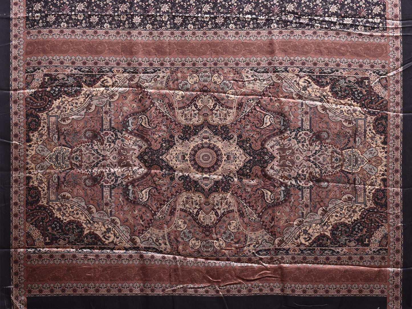 Black Pashmina Print Viscose Saree with Floral Body and Pallu Design o0726