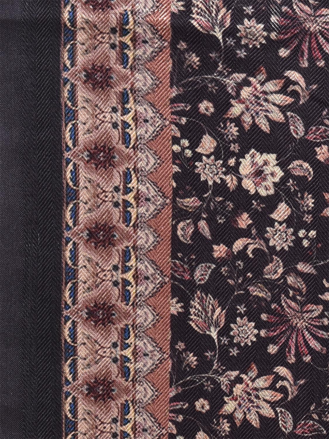 Black Pashmina Print Viscose Saree with Floral Body and Pallu Design o0726