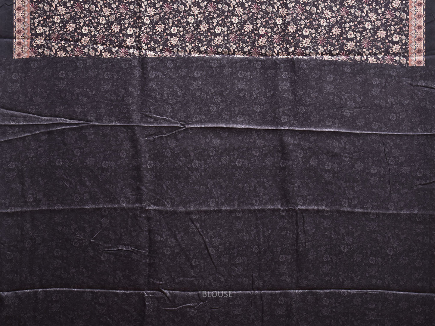 Black Pashmina Print Viscose Saree with Floral Body and Pallu Design o0726