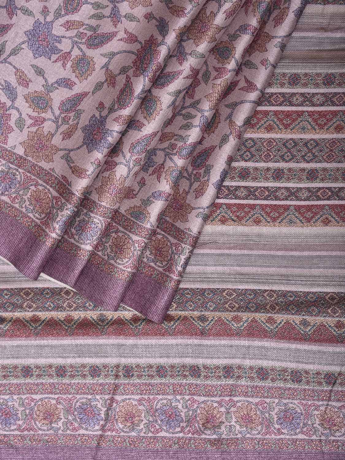 Light Pink Pashmina Print Viscose Saree with Floral Body Design o0727