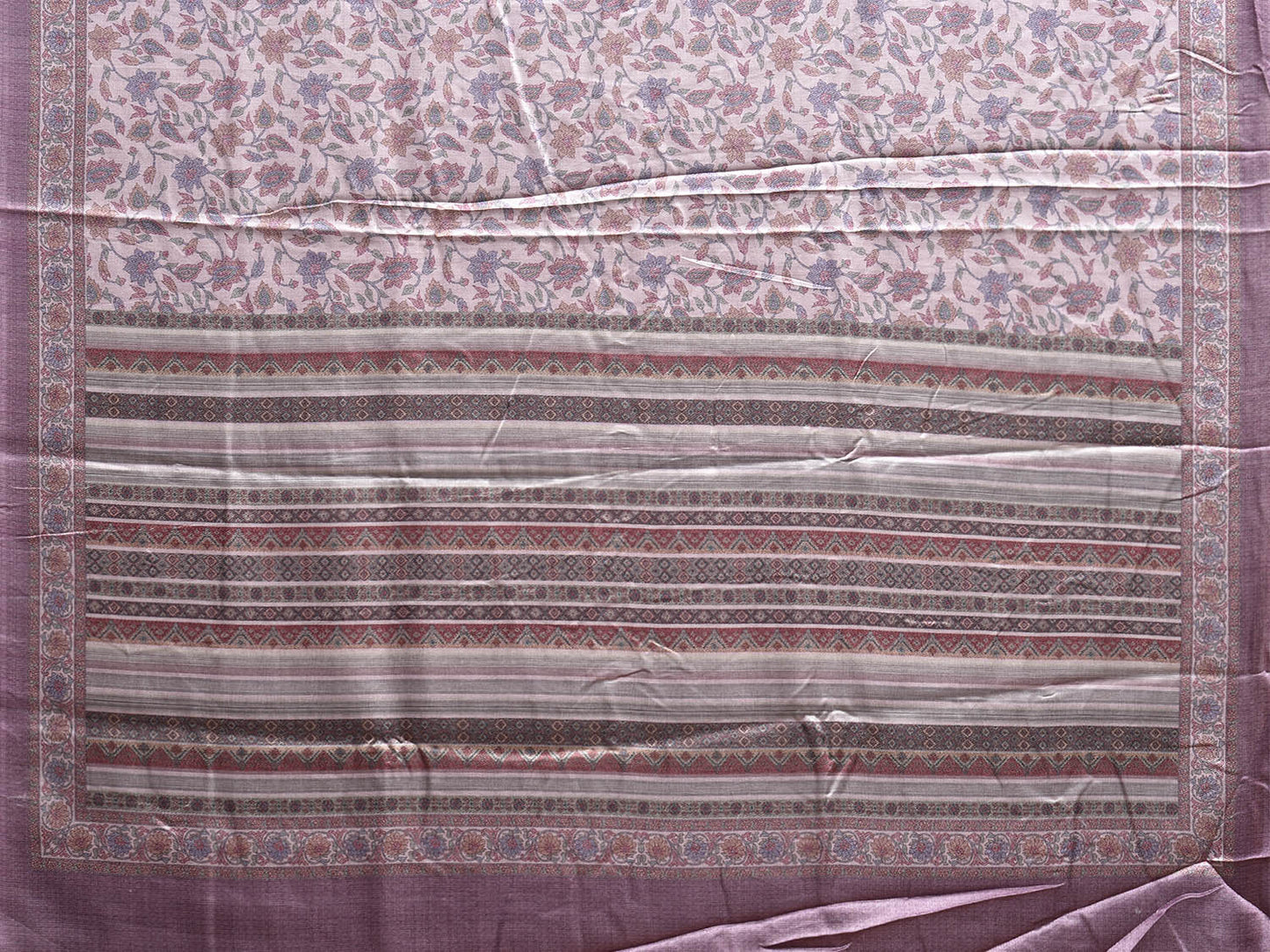 Light Pink Pashmina Print Viscose Saree with Floral Body Design o0727