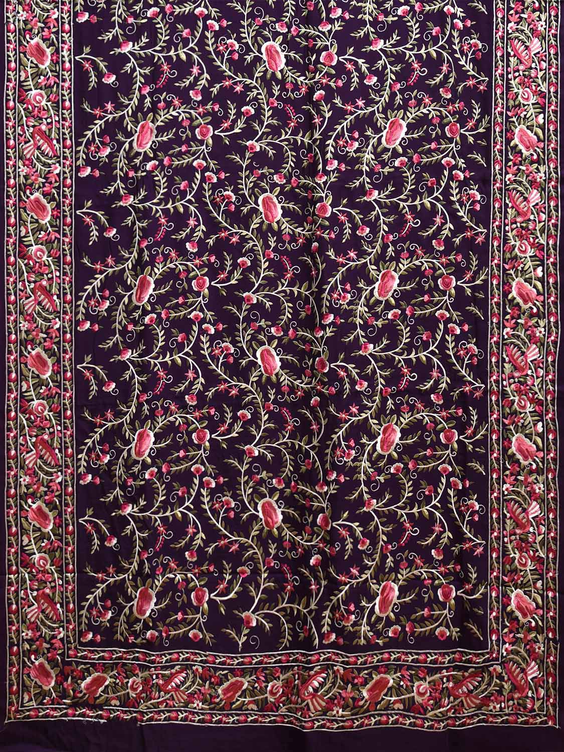 Purple Parsigara Crepe Silk Saree with All Over Floral and Border Design o0729