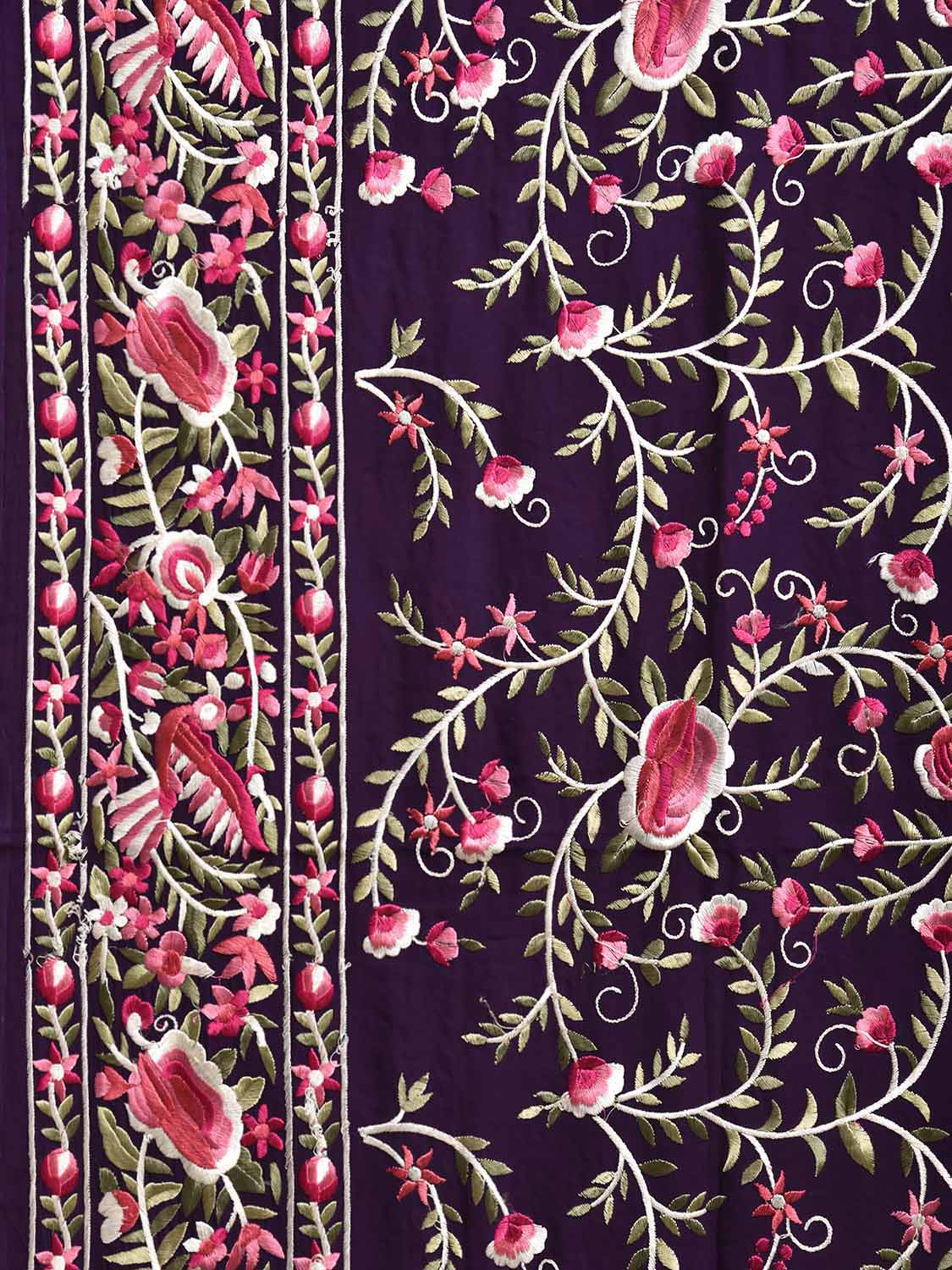 Purple Parsigara Crepe Silk Saree with All Over Floral and Border Design o0729