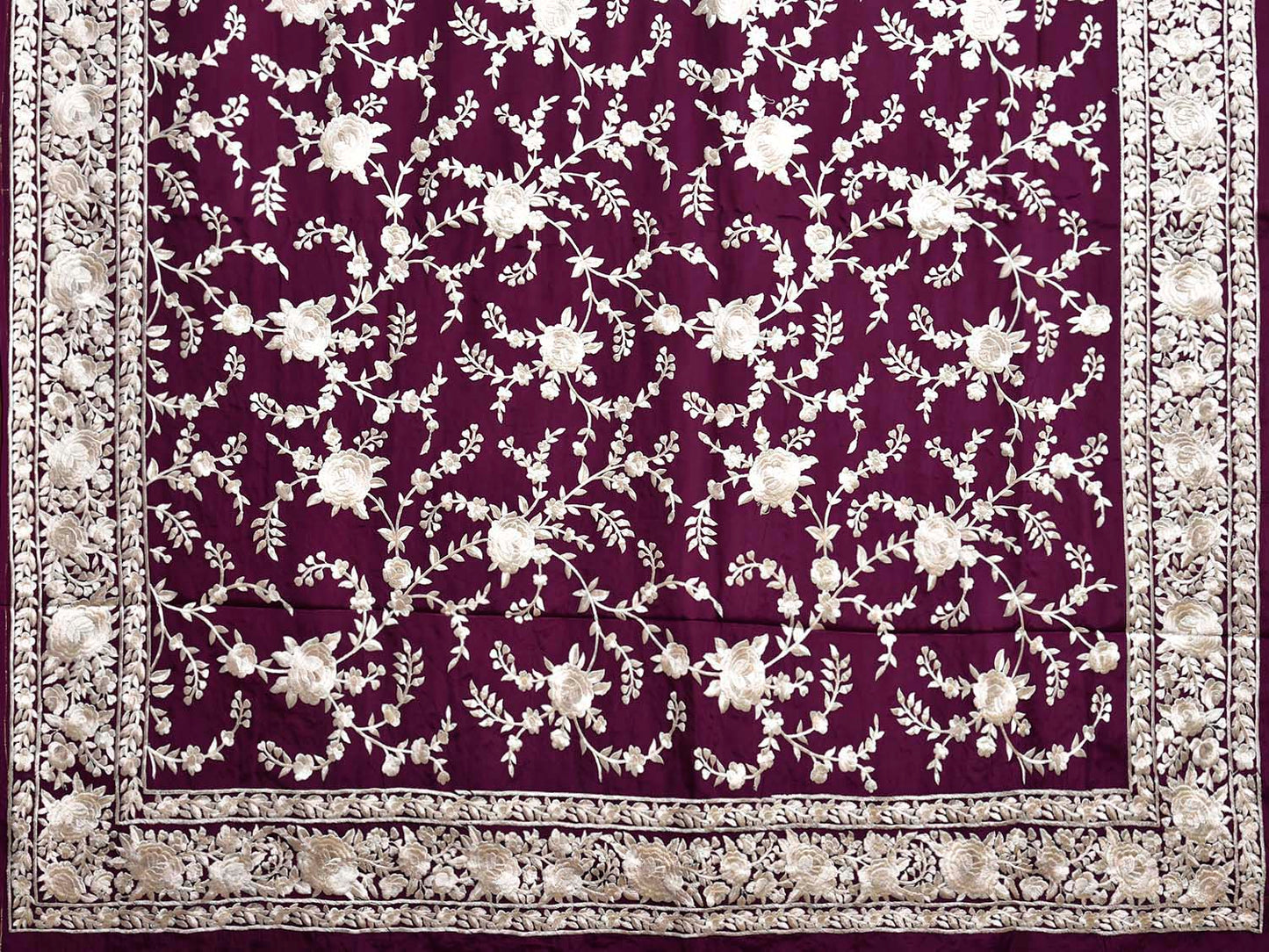 Wine Parsigara Crepe Silk Saree with All Over Floral and Border Design o0731