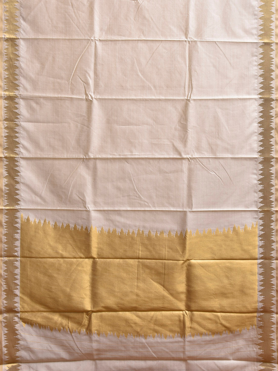 Beige Tussar Viscose Silk Plain Saree with Zari Border and Pallu Design o0735