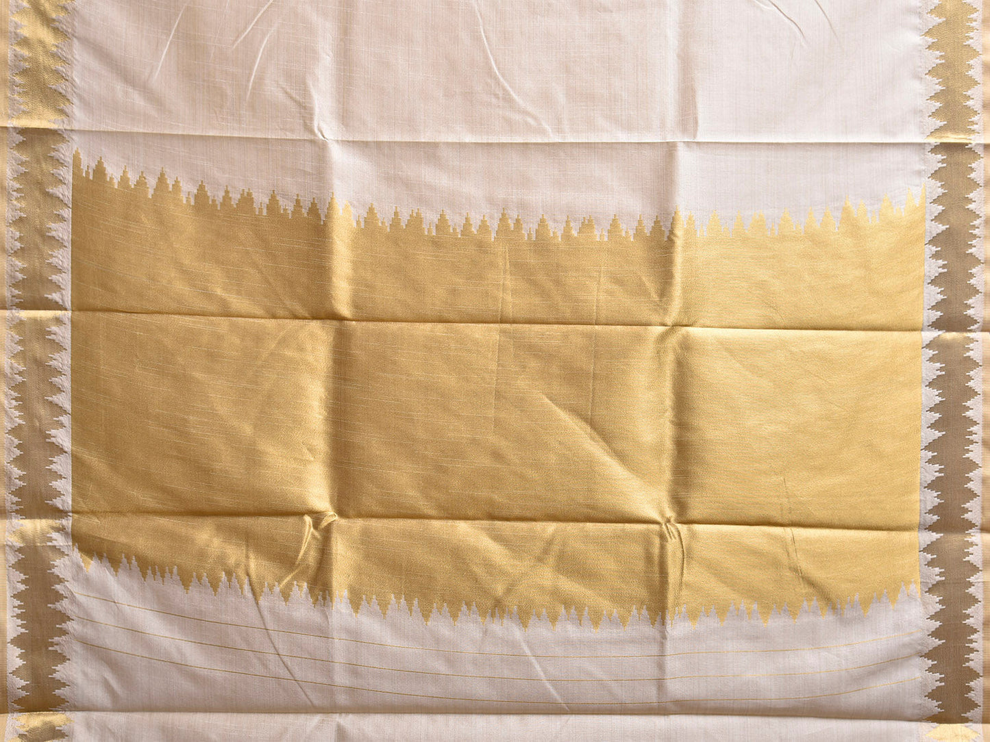 Beige Tussar Viscose Silk Plain Saree with Zari Border and Pallu Design o0735