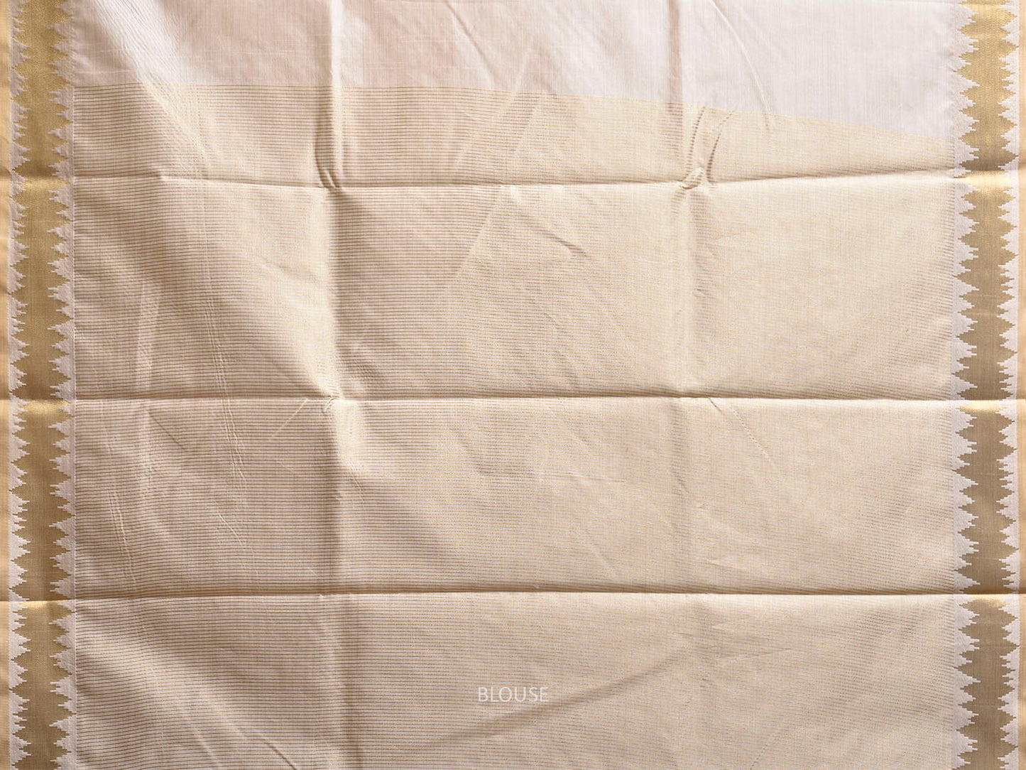 Beige Tussar Viscose Silk Plain Saree with Zari Border and Pallu Design o0735