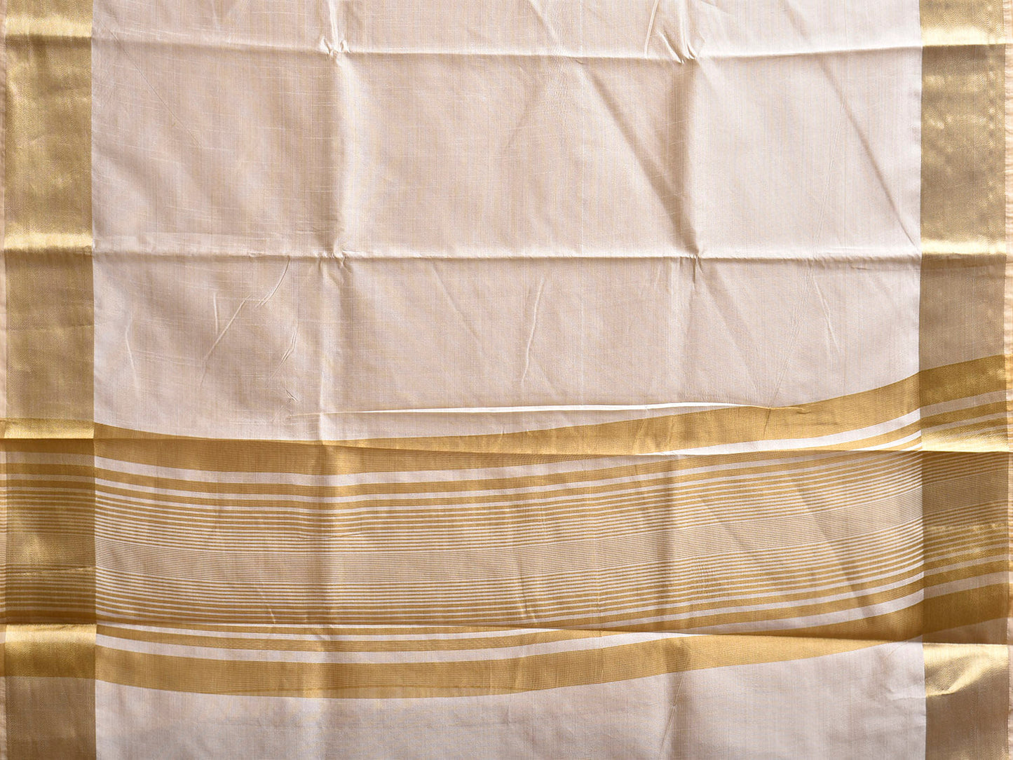 Beige Viscose Silk Plain Saree with Zari Border and Strips Pallu Design o0736