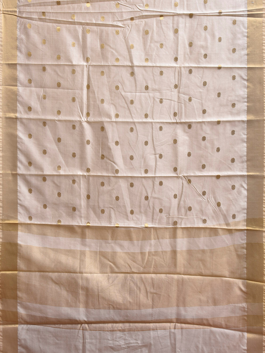 Beige Viscose Silk Plain Saree with Body Buta and Strips Pallu Design o0738