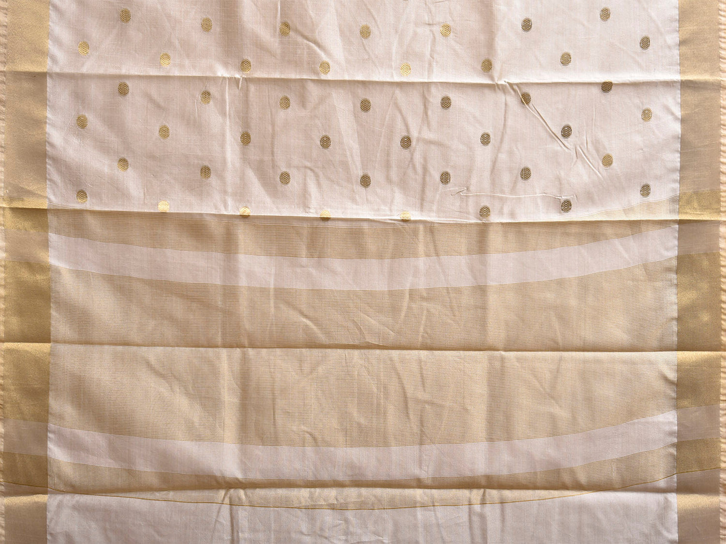 Beige Viscose Silk Plain Saree with Body Buta and Strips Pallu Design o0738