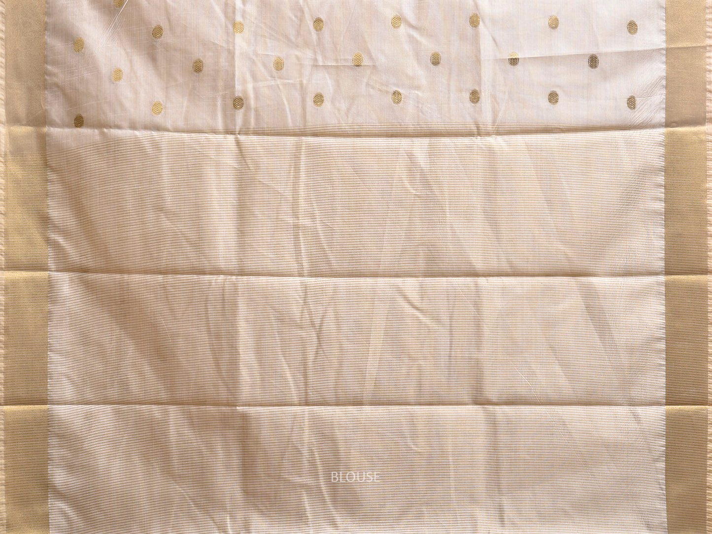 Beige Viscose Silk Plain Saree with Body Buta and Strips Pallu Design o0738