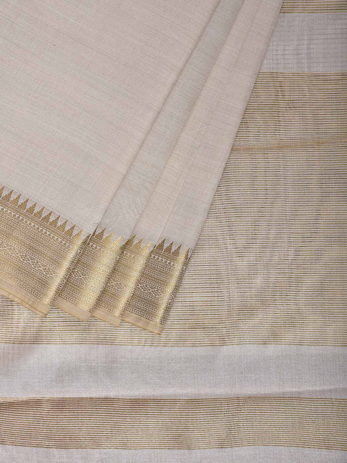 Beige Viscose Silk Plain Saree with Border Design o0739