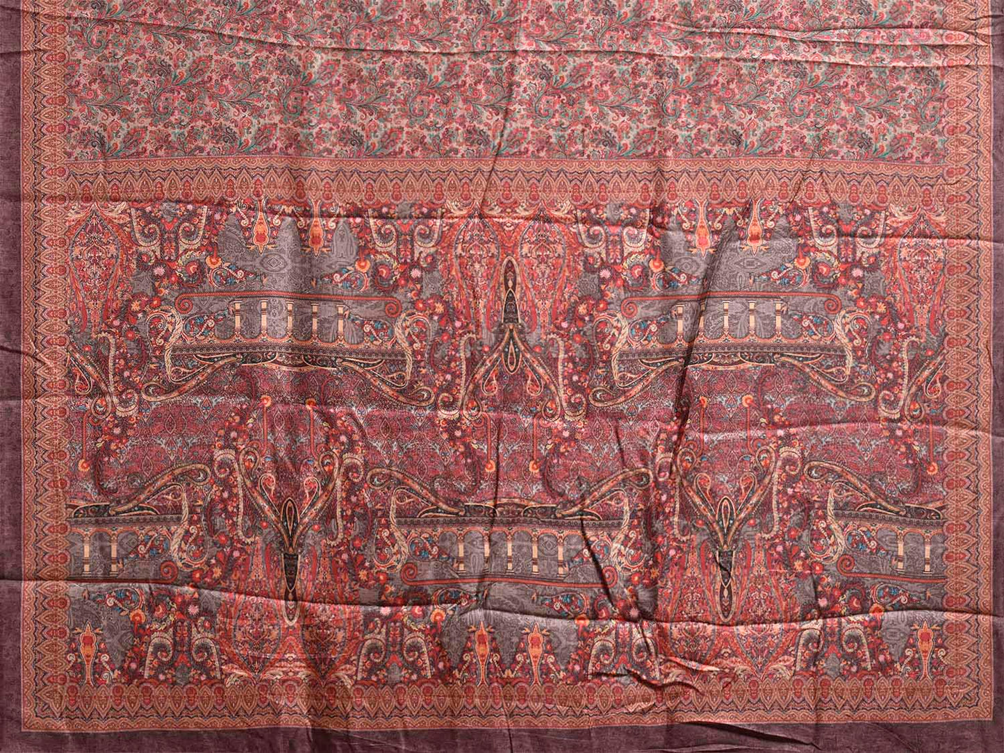 Multicolor Pashmina Print Viscose Saree with All Over Floral Body and Pallu Design o0756