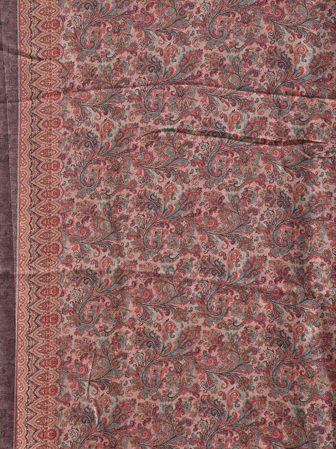 Multicolor Pashmina Print Viscose Saree with All Over Floral Body and Pallu Design o0756