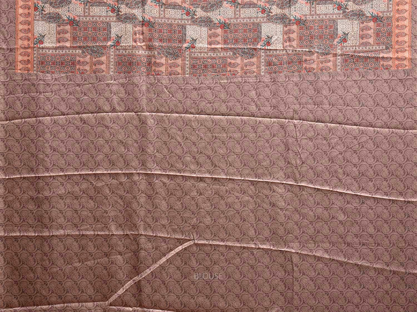 Light Orange and Cream Pashmina Print Viscose Saree with All Over and Pasley Pallu Design o0758