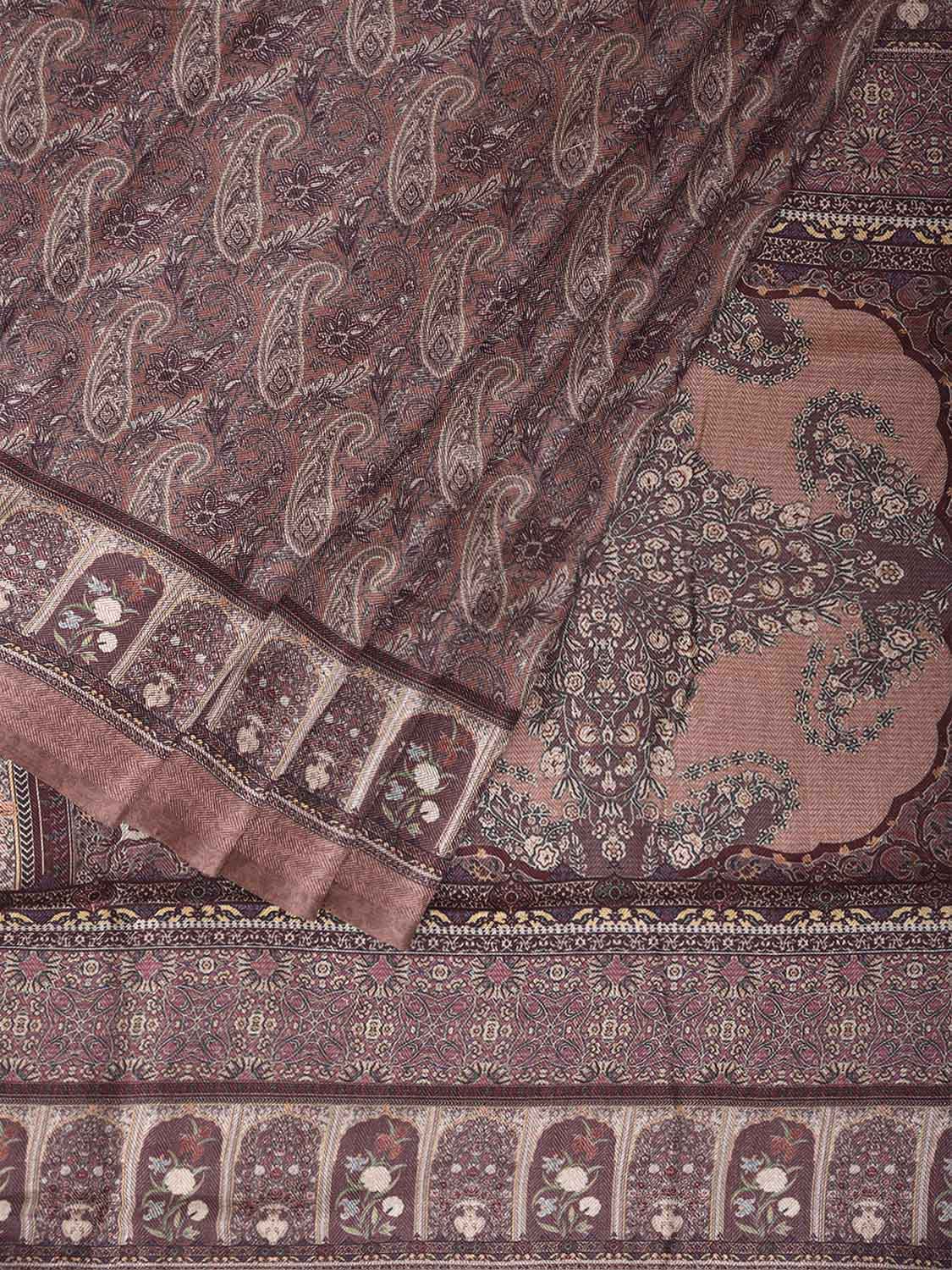 Light Pink and Maroon Pashmina Print Viscose Saree with All Over Pasley and Pallu Design o0759