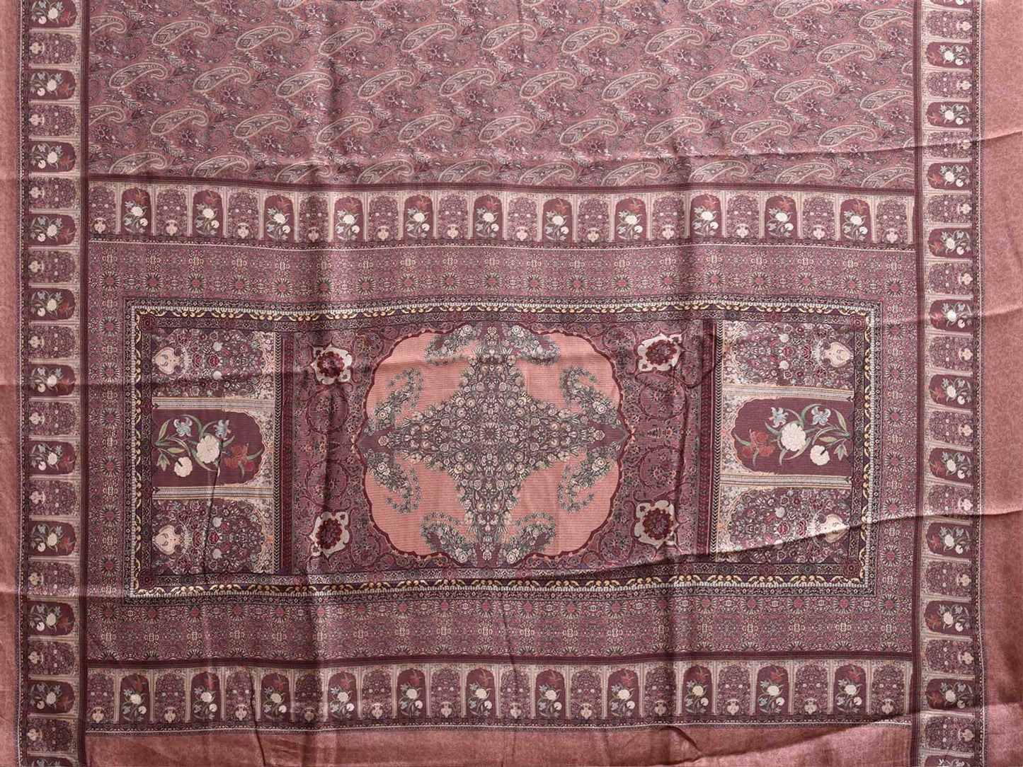 Light Pink and Maroon Pashmina Print Viscose Saree with All Over Pasley and Pallu Design o0759