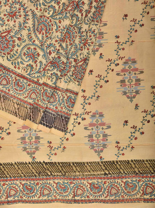 Light Yellow Digital Print Uppada Silk Handloom Saree with All Over Floral and Pallu Design o0760