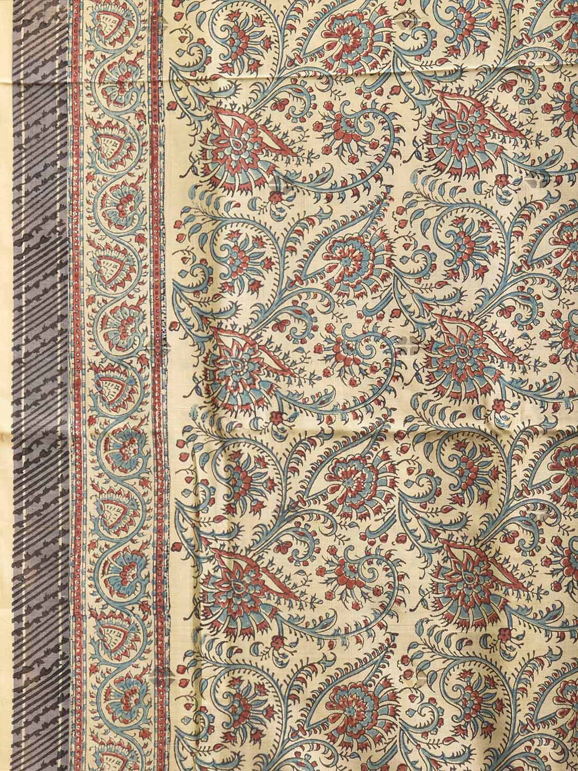 Light Yellow Digital Print Uppada Silk Handloom Saree with All Over Floral and Pallu Design o0760