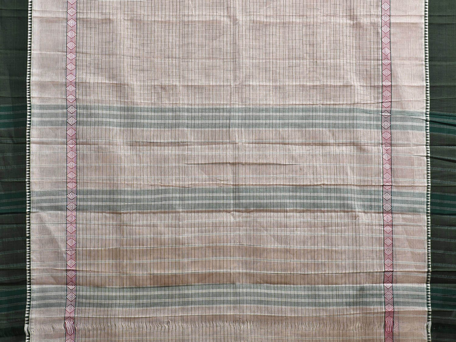 Off White Narayanpet Cotton Handloom Saree with Strips and Big Border Design No Blouse np1103