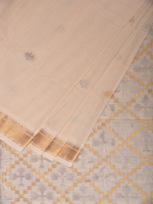 Off White Uppada Cotton Handloom Saree with Jamdani Pallu Design u2359