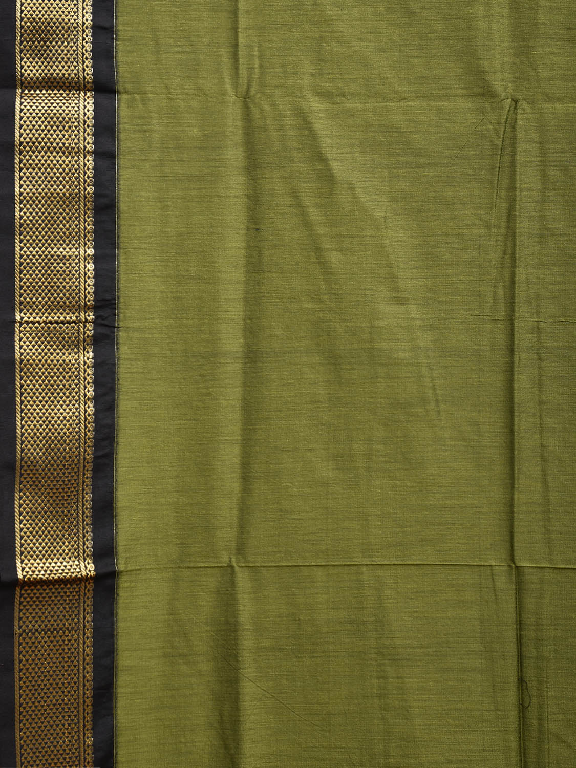 Olive and Black Gadwal Cotton Saree with Pallu and Border Design g0444