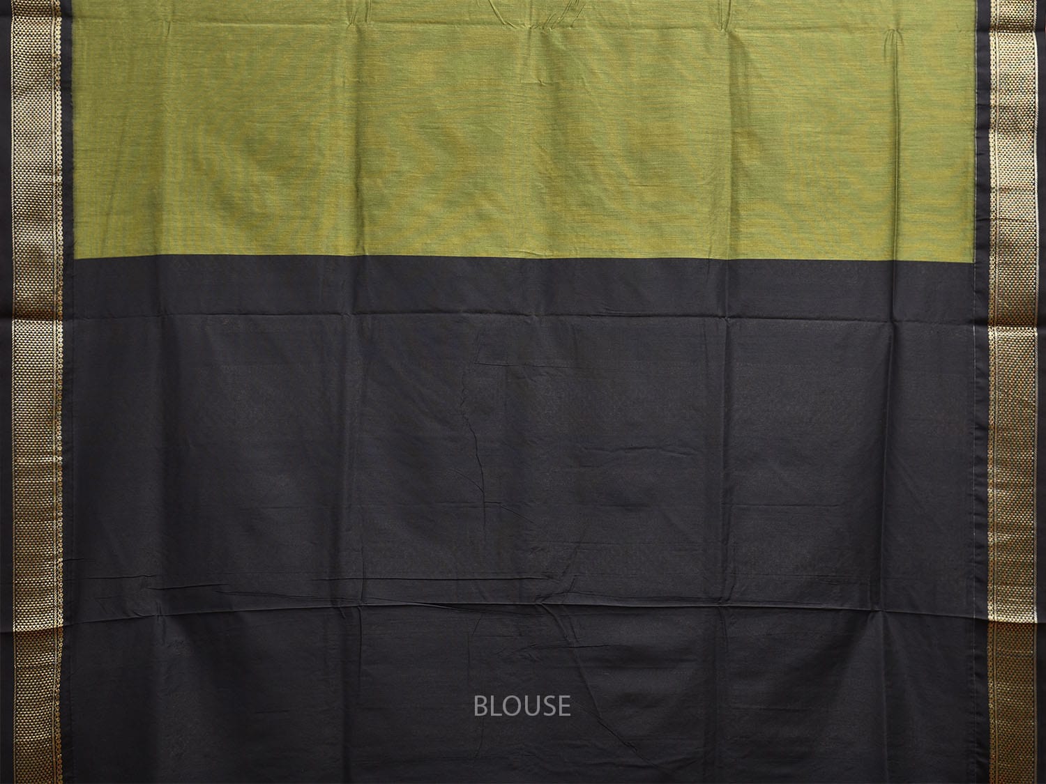 Olive and Black Gadwal Cotton Saree with Pallu and Border Design g0444