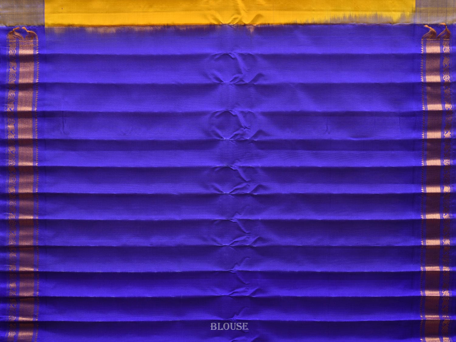 Olive and Blue Gadwal Silk Handloom Saree with Mango Pallu and Temple Border Design g0306