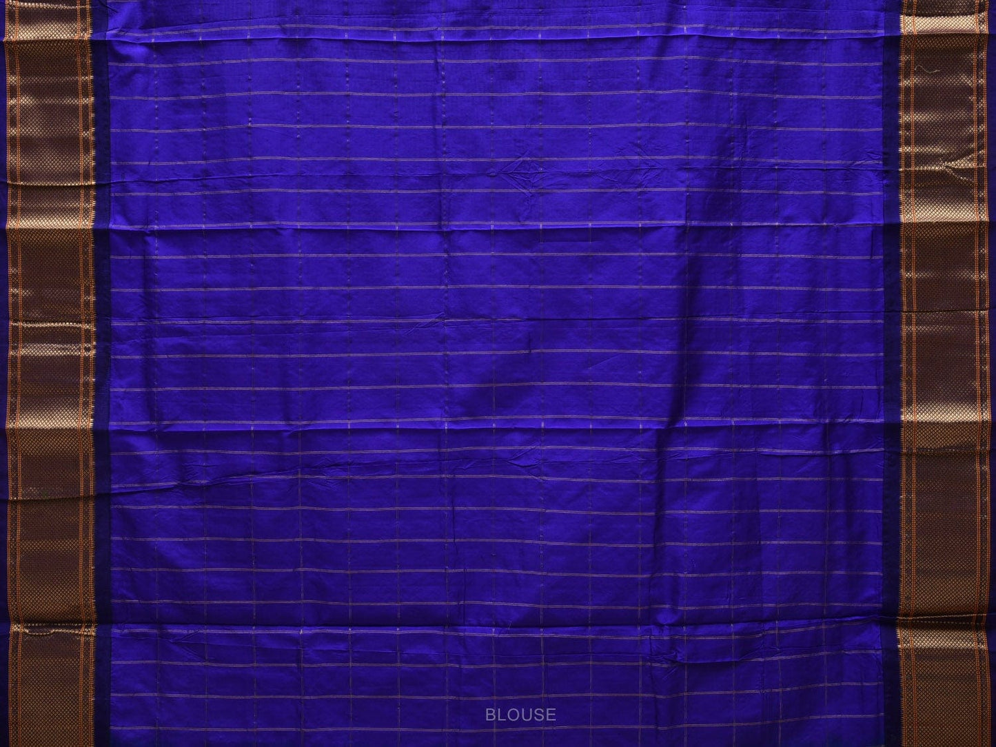 Olive and Blue Paithani Silk Handloom Saree with Pallu and Checks Design p0411