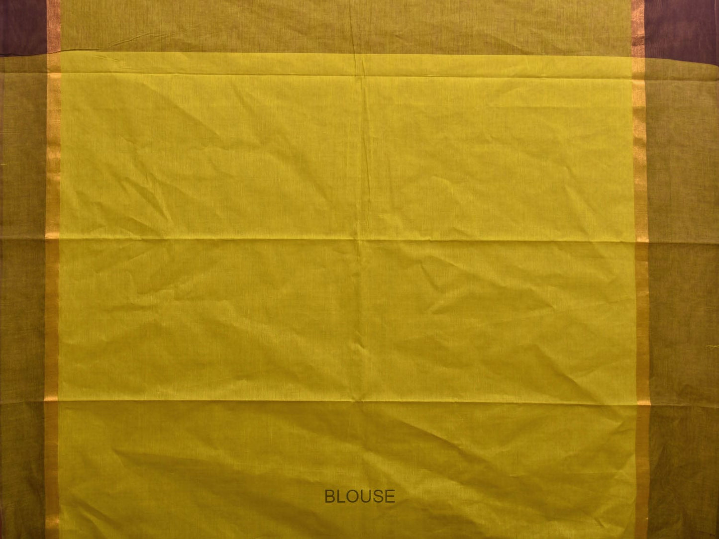 Olive and Brown Kanchipuram Cotton Handloom Plain Saree with Strips Pallu Design k0570