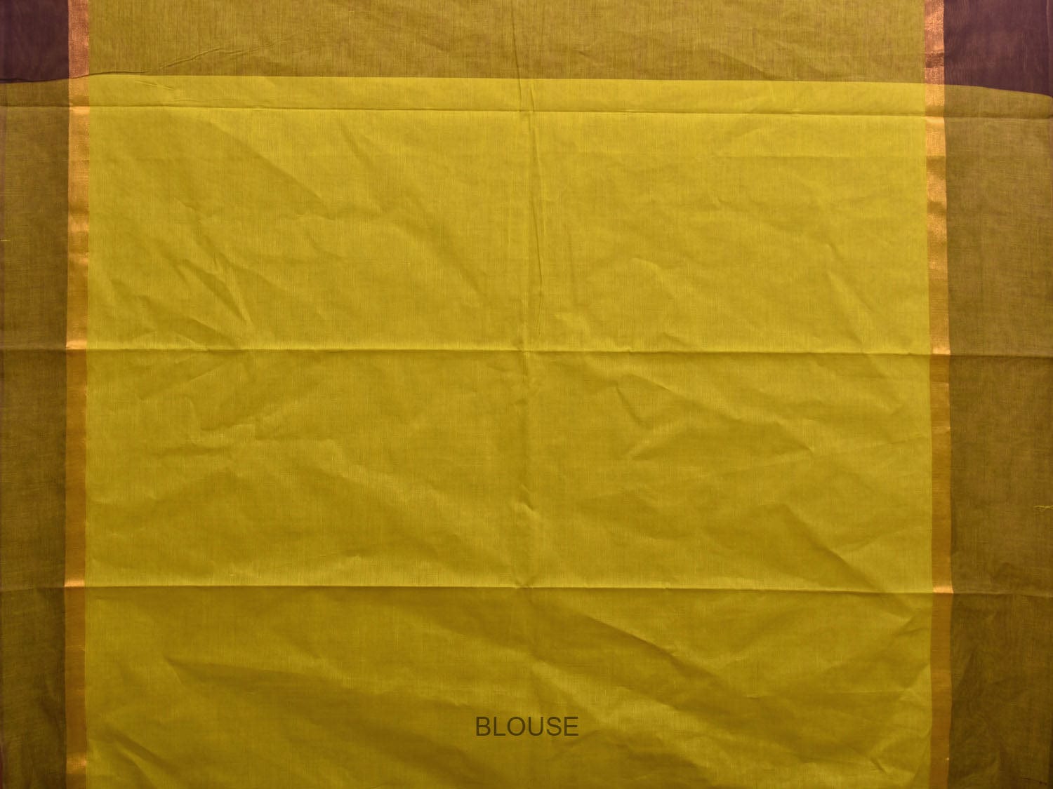 Olive and Brown Kanchipuram Cotton Handloom Plain Saree with Strips Pallu Design k0570