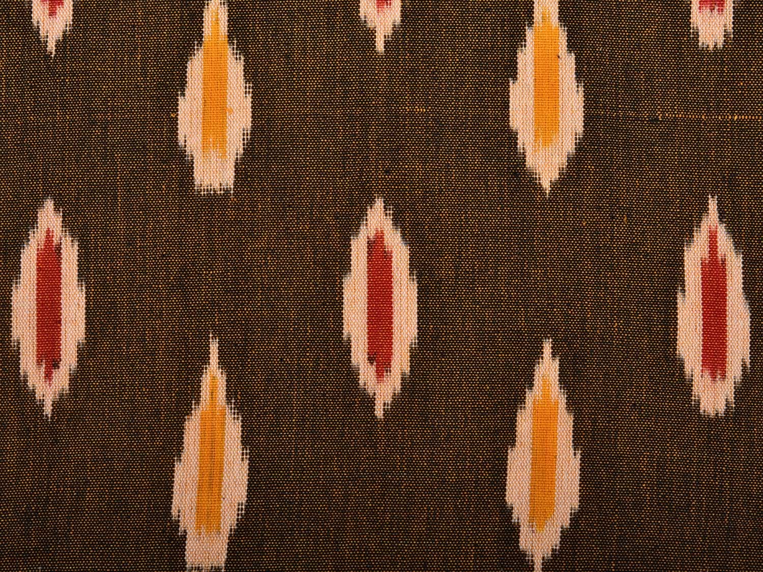 Olive and Cream Pochampally Ikat Cotton Handloom Bedsheet with Body Buta Design 90 x 108 Inches bd0054