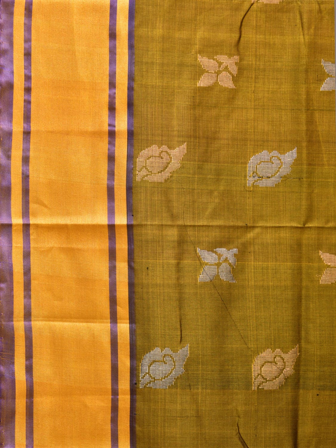 Olive and Dark Green Uppada Silk Handloom Saree with Buta Design u2004