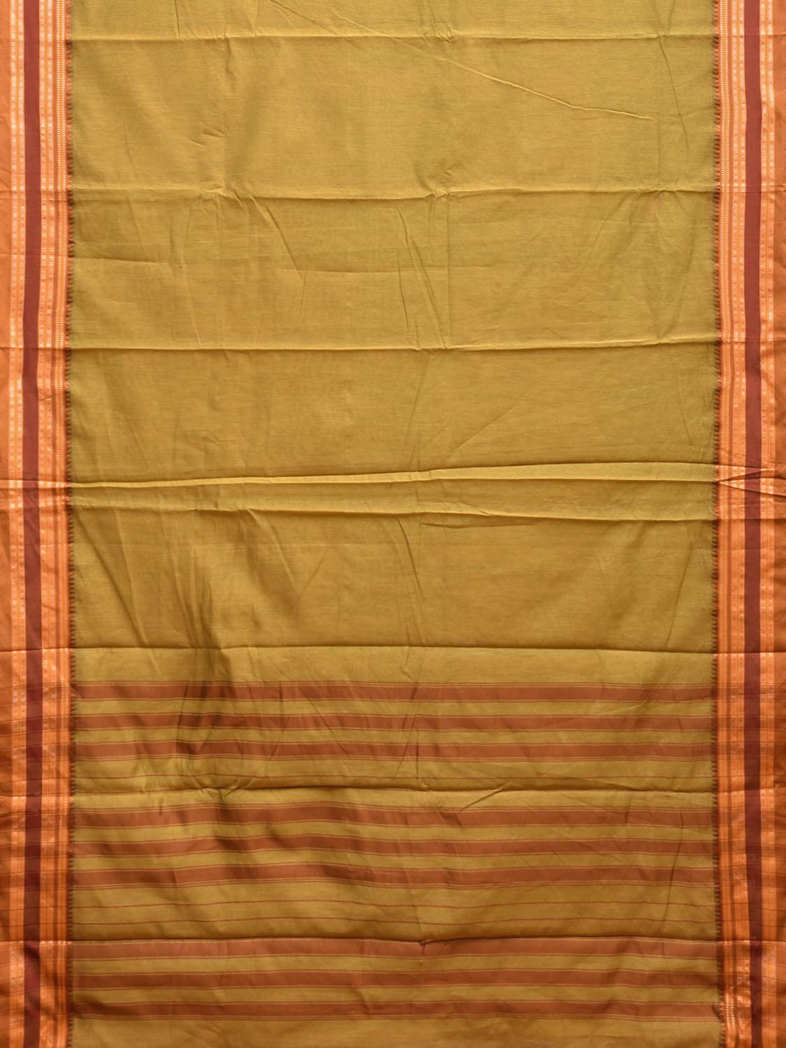 Olive and Fawn Bamboo Cotton Saree with Checks Design No Blouse bc0680