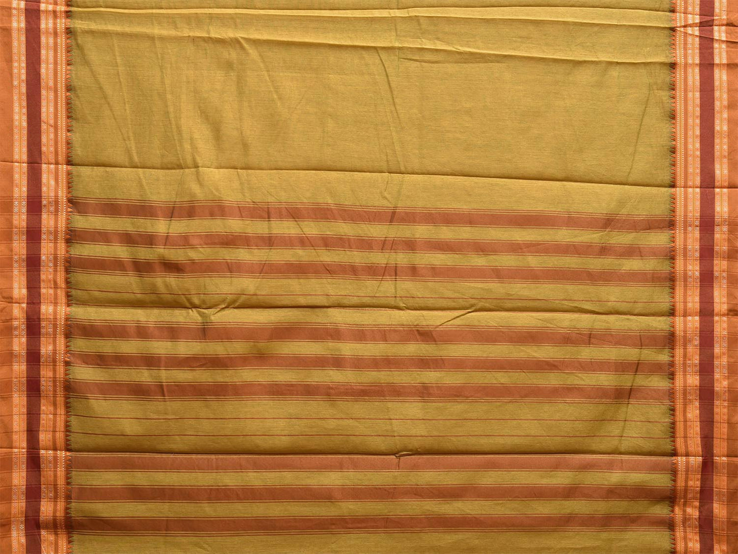 Olive and Fawn Bamboo Cotton Saree with Checks Design No Blouse bc0680