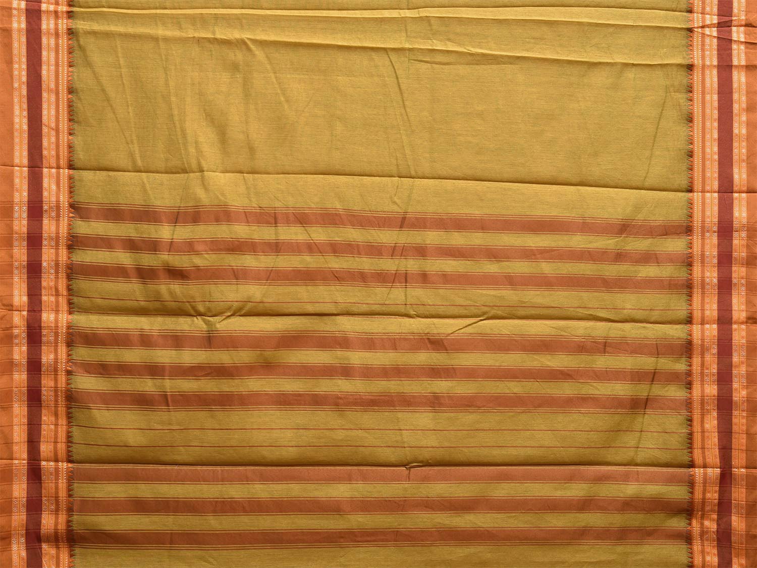 Olive and Fawn Bamboo Cotton Saree with Checks Design No Blouse bc0680