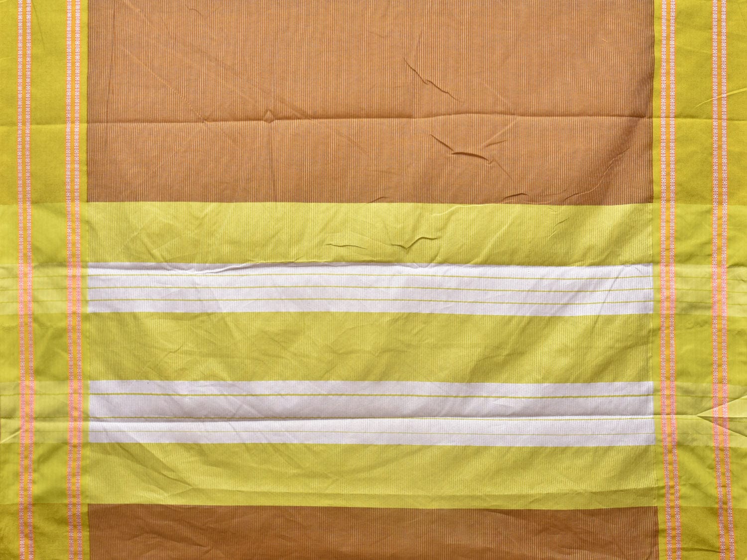 Olive and Green Bamboo Cotton Saree with Strips Design No Blouse bc0211