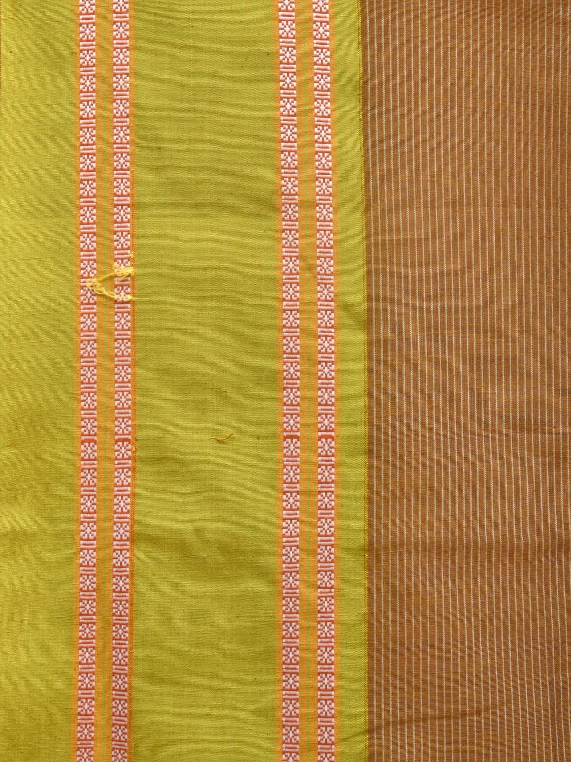 Olive and Green Bamboo Cotton Saree with Strips Design No Blouse bc0211