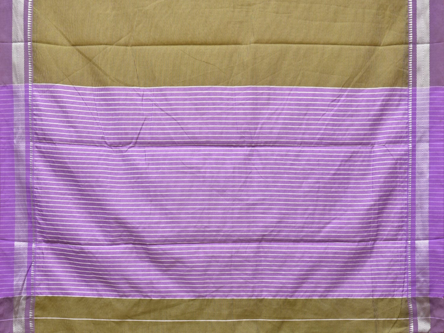 Olive and Lavender Bamboo Cotton Saree with Strips Design No Blouse bc0236