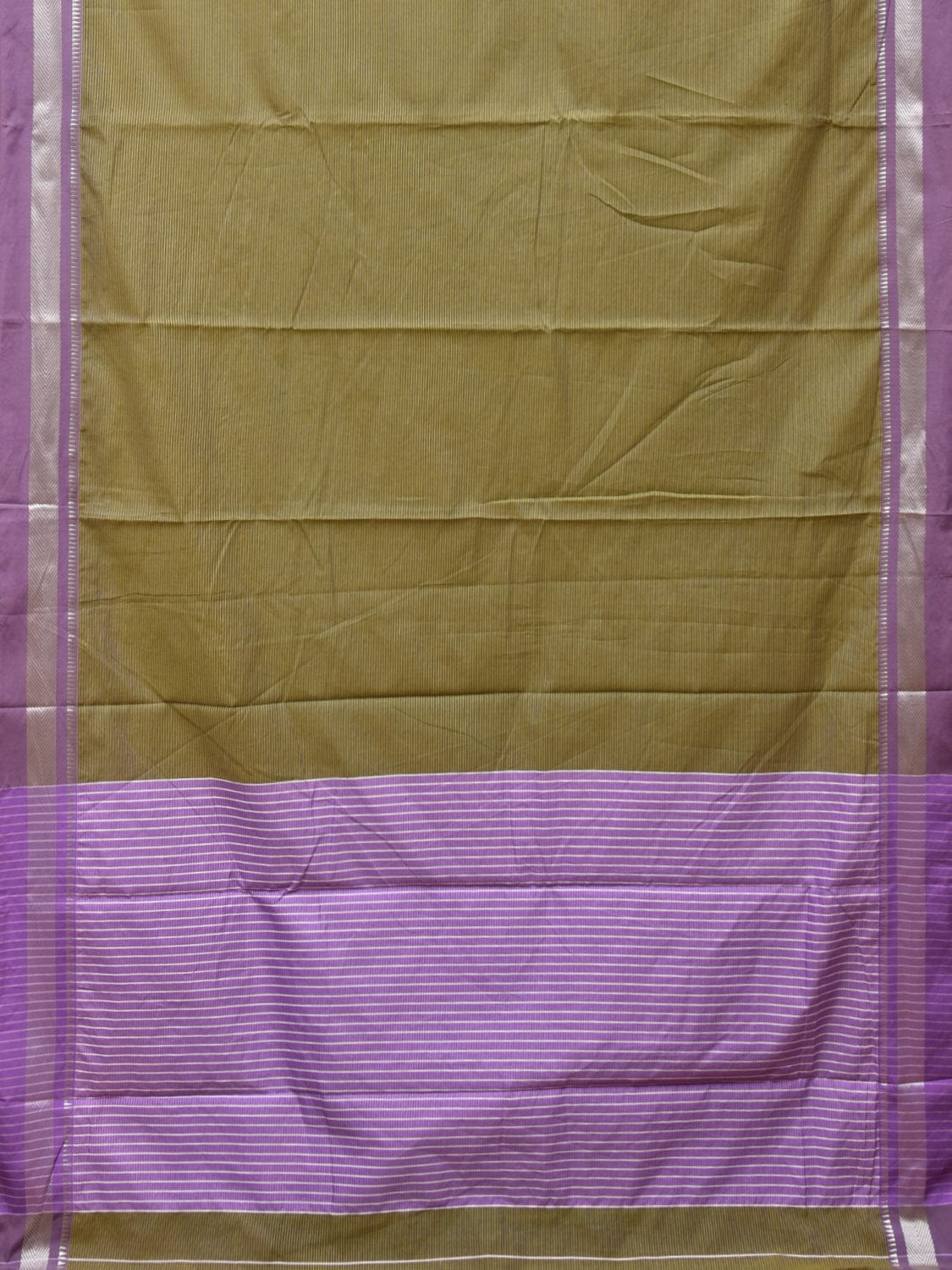 Olive and Lavender Bamboo Cotton Saree with Strips Design No Blouse bc0236