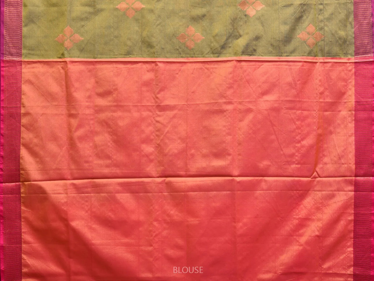 Olive and Magenta Katan Silk Saree with Border and Body Butta Design b0140ds