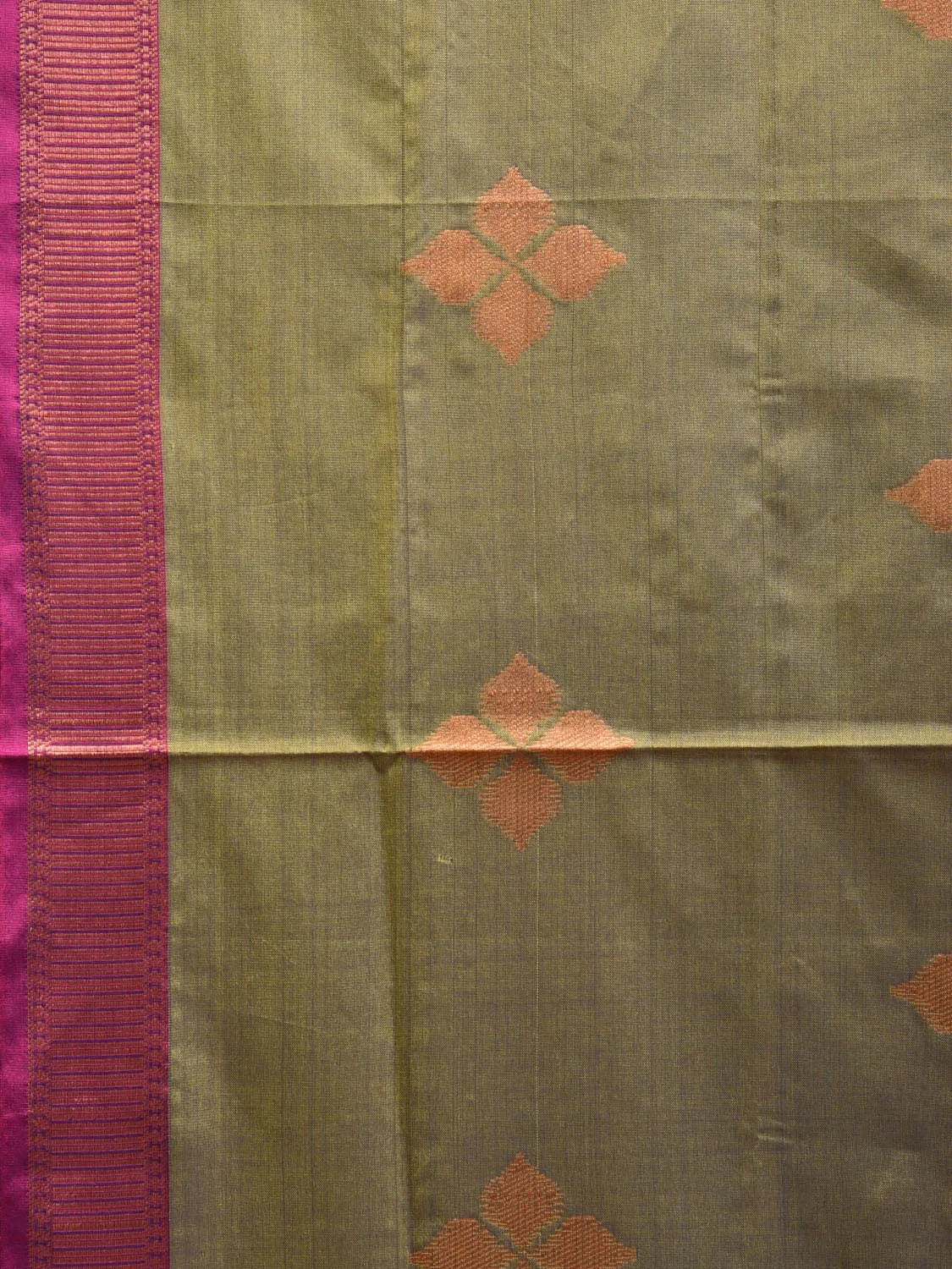 Olive and Magenta Katan Silk Saree with Border and Body Butta Design b0140ds