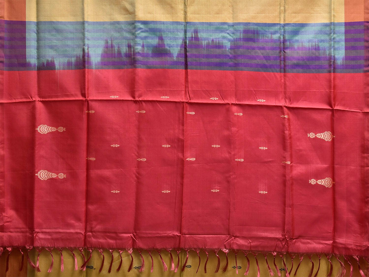 Olive and Pink Banana Silk Saree with Border Buta Design o0679