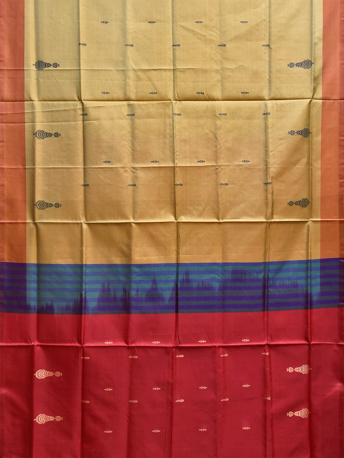 Olive and Pink Banana Silk Saree with Border Buta Design o0679