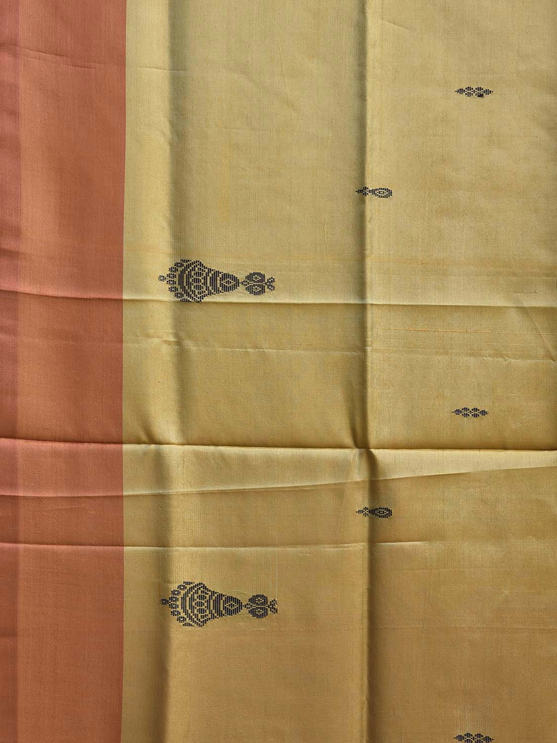Olive and Pink Banana Silk Saree with Border Buta Design o0679