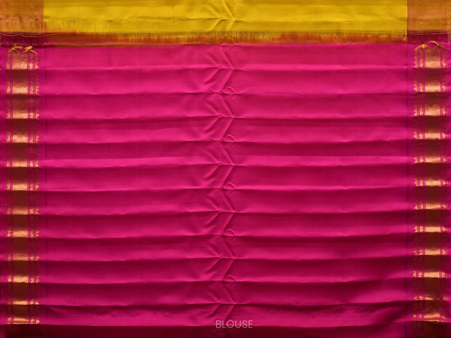 Olive and Pink Gadwal Silk Handloom Saree with Mango Pallu and Temple Border Design g0298