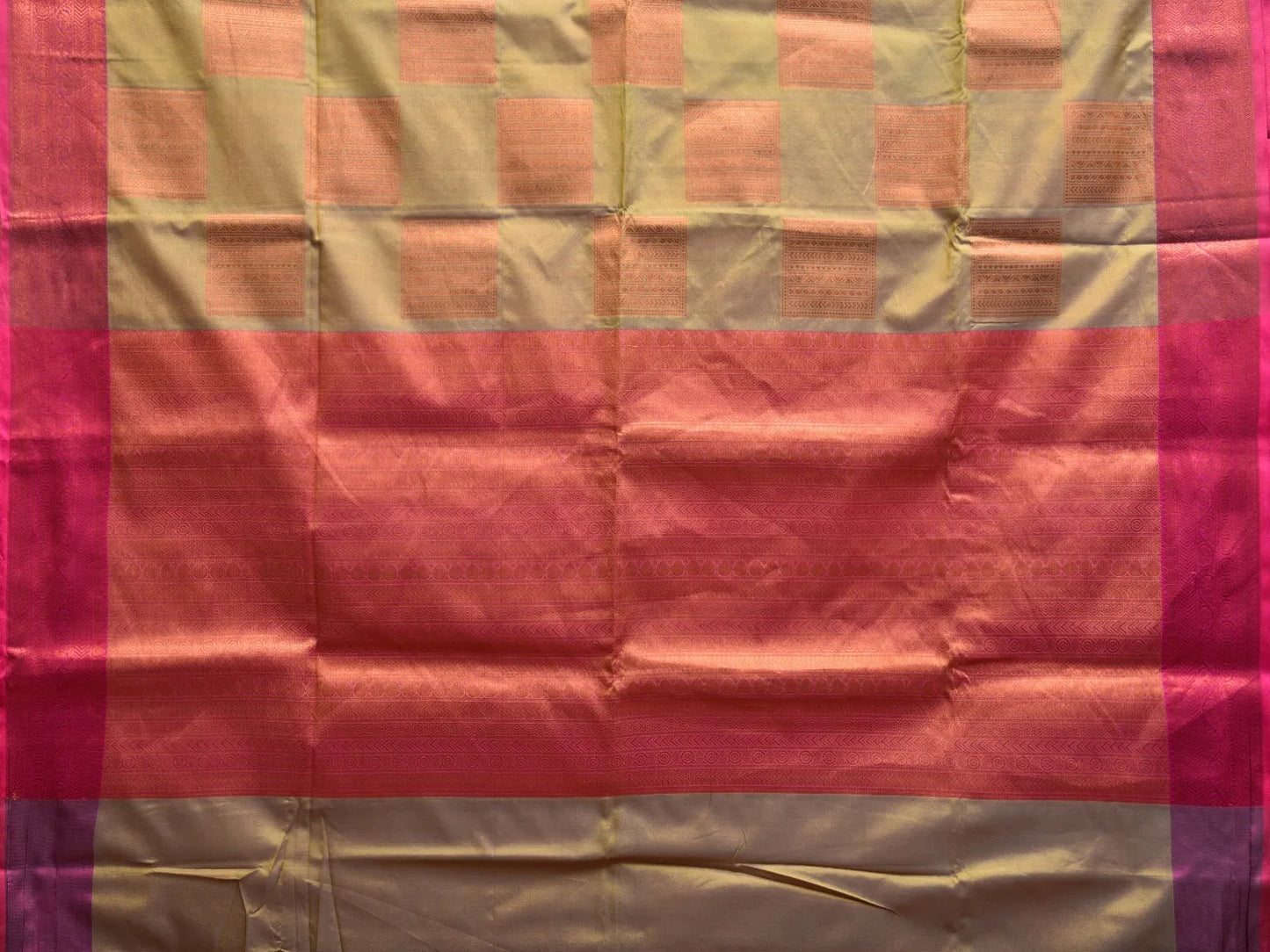 Olive and Pink Katan Silk Saree with Border and Body Butta Design b0062ds