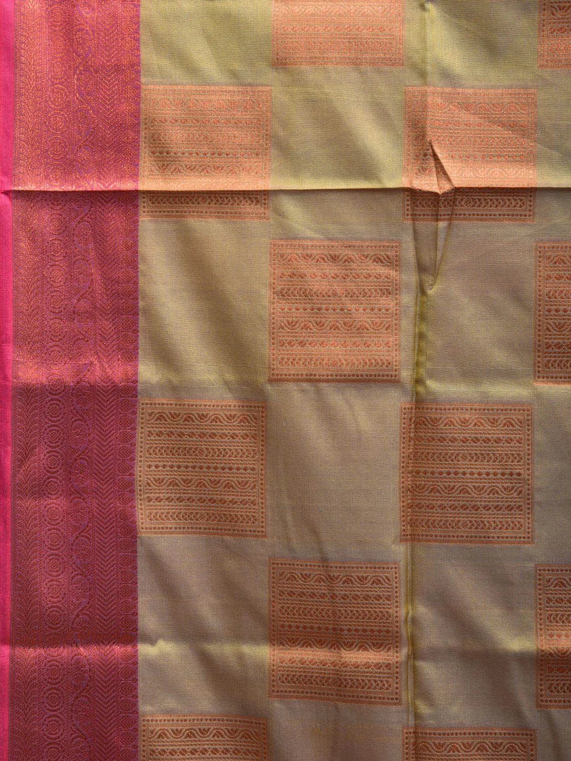 Olive and Pink Katan Silk Saree with Border and Body Butta Design b0062ds
