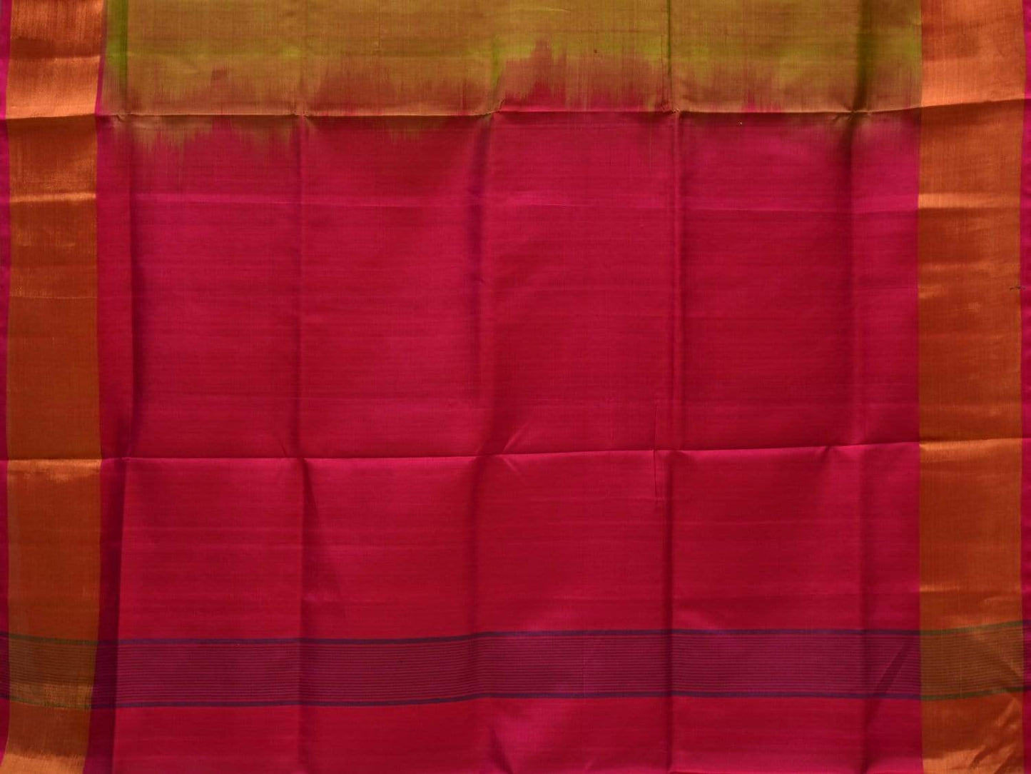 Olive and Pink Uppada Silk Handloom Plain Saree with Contrast Pallu Design u1798