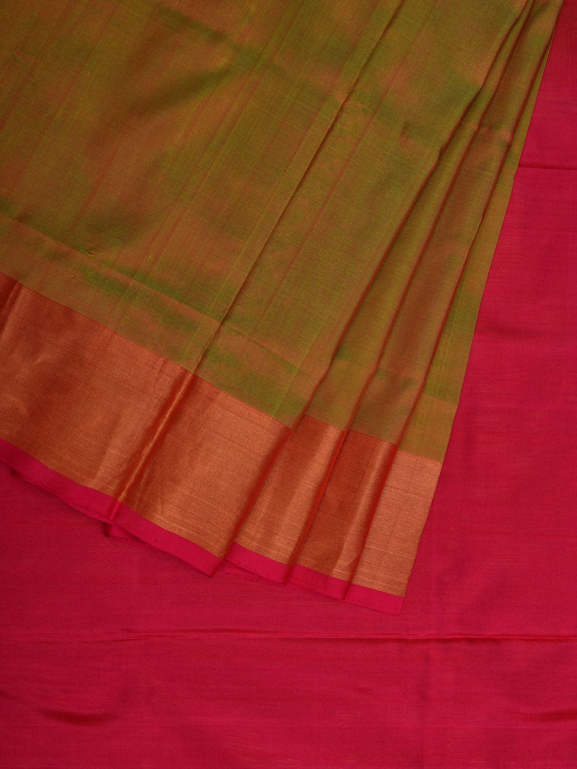 Olive and Pink Uppada Silk Handloom Saree with Contrast Pallu Design u1897